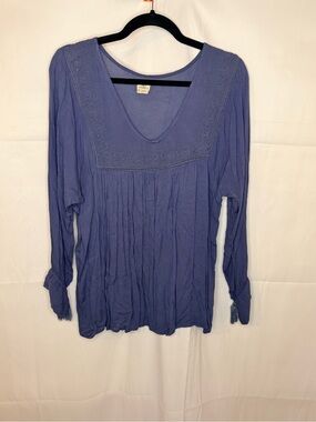 O'Neill Periwinkle V-Neck Embroidered Peasant Tunic
